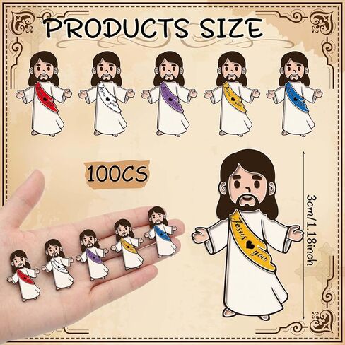 Liliaafar Jesus Pins Bulk Christian Enamel Lapel Pins Mini Jesus Love You Brooch Religious Badges Gifts for Clergy Appreciation Gift Church Sunday School Baptism Party Favors in Kuwait