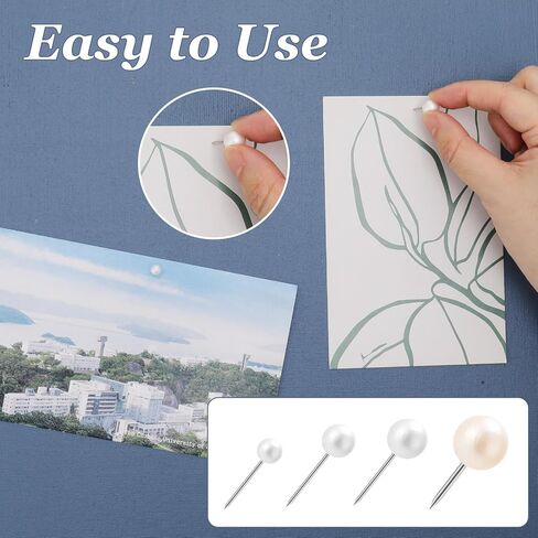 200 Pcs Pearl Push Pins, Multiple Sizes White Thumb Tacks with Box, Round Pearl Head Steel Point Tack Push for Cork Board Bulletin Map DIY Photo Wall Home Office Classroom Decoration in Saudi Arabia