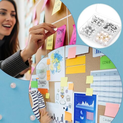 200 Pcs Pearl Push Pins, Multiple Sizes White Thumb Tacks with Box, Round Pearl Head Steel Point Tack Push for Cork Board Bulletin Map DIY Photo Wall Home Office Classroom Decoration in Saudi Arabia