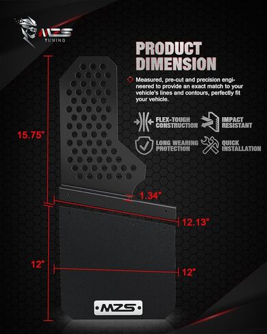 MZS Mud Flaps Splash Guards Compatible with Silverado Sierra Ram 1500 2500 3500 F150 F250 F350 Tacoma 4Runner Tundra Titan XD Truck Pickup, Offset No-Drill Mudflaps Mudguards, Front and Rear, 4Pcs in Kuwait