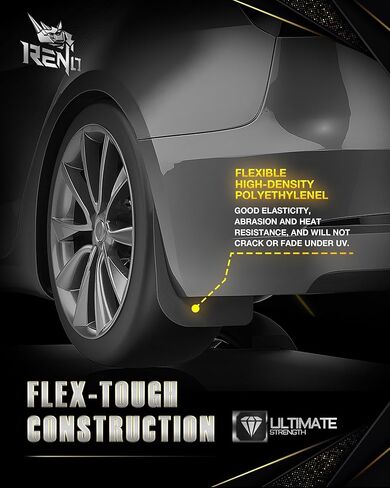 RENO Mud Flaps, Model 3 Mud Guards Sides Splash Guards Driver + Passenger Side Vehicle Sediment Protection Compatible with 2018-2025 Model 3 (Front + Rear, Set of 4) in Kuwait