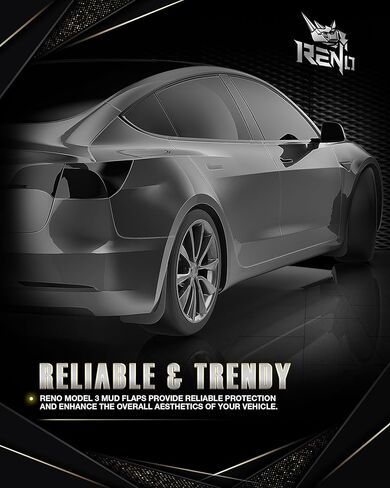 RENO Mud Flaps, Model 3 Mud Guards Sides Splash Guards Driver + Passenger Side Vehicle Sediment Protection Compatible with 2018-2025 Model 3 (Front + Rear, Set of 4) in Kuwait