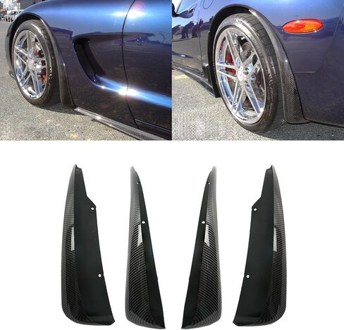 XL Extended Splash Guard for Corvette C5 1997-2004 All Models Front & Rear Rock Mud Flaps Wheel Fender Extension Mudguard ABS (Carbon Fiber Painted) in Kuwait