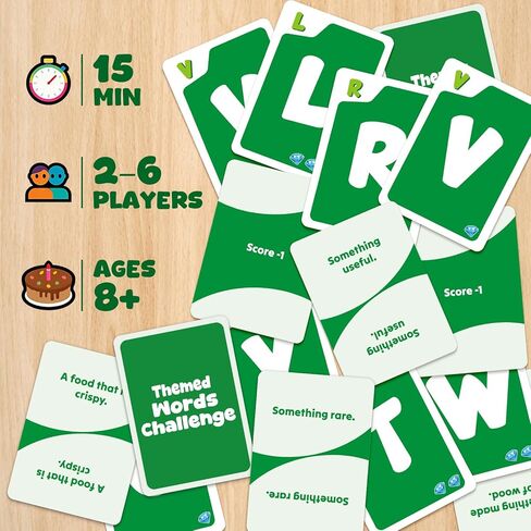 Fast-Themed Words Challenge Word Card Game for Kids & Adults, Family, Party, Outdoor, Classroom & Travel Edition, Ages 8+, 2-6 Players, 300 Double-Sided Theme & Letter Cards with 20 Action Cards in Saudi Arabia