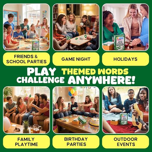 Fast-Themed Words Challenge Word Card Game for Kids & Adults, Family, Party, Outdoor, Classroom & Travel Edition, Ages 8+, 2-6 Players, 300 Double-Sided Theme & Letter Cards with 20 Action Cards in Saudi Arabia