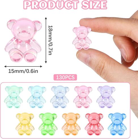 130PCS Resin Charms Mini Resin Animals Bulk, Bears for Counting & Miniature Figurines, Gummy Bear Charms Mini Teddy Acrylic Animals for Crafts & Decor Variety of Colors in Saudi Arabia