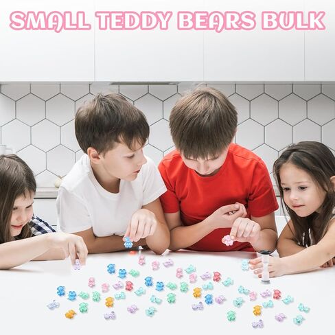 130PCS Resin Charms Mini Resin Animals Bulk, Bears for Counting & Miniature Figurines, Gummy Bear Charms Mini Teddy Acrylic Animals for Crafts & Decor Variety of Colors in Saudi Arabia