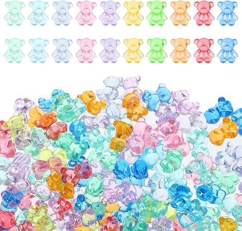 130PCS Resin Charms Mini Resin Animals Bulk, Bears for Counting & Miniature Figurines, Gummy Bear Charms Mini Teddy Acrylic Animals for Crafts & Decor Variety of Colors in Saudi Arabia