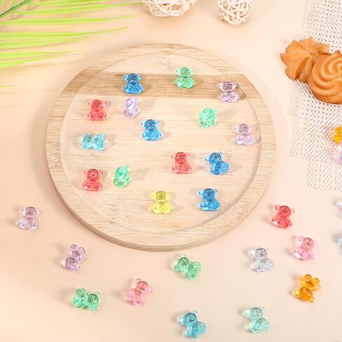 130PCS Resin Charms Mini Resin Animals Bulk, Bears for Counting & Miniature Figurines, Gummy Bear Charms Mini Teddy Acrylic Animals for Crafts & Decor Variety of Colors in Saudi Arabia