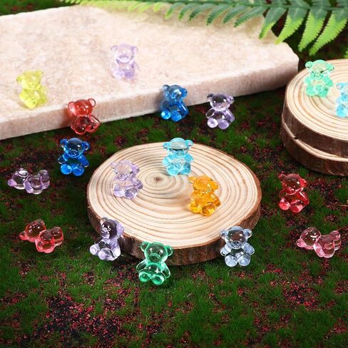 130PCS Resin Charms Mini Resin Animals Bulk, Bears for Counting & Miniature Figurines, Gummy Bear Charms Mini Teddy Acrylic Animals for Crafts & Decor Variety of Colors in Saudi Arabia