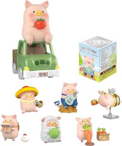 TOYZERO + Official Lulu The Piggy Blind Box Figures - Farm Garden Series Blind Boxes Mystery Box Cute Animal Figurines Collectible Home Desk Decorations Holiday Birthday Gifts, Single Box in Saudi Arabia