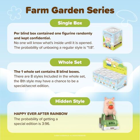 TOYZERO + Official Lulu The Piggy Blind Box Figures - Farm Garden Series Blind Boxes Mystery Box Cute Animal Figurines Collectible Home Desk Decorations Holiday Birthday Gifts, Single Box in Saudi Arabia