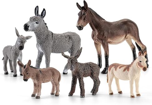 Totsmlie 6PCS Farm Animal Donkey Family Toy Figurines, Solid Farm Animals Toys for Kids 3 4 5 6+, Educational Toy for Boys Girls, Suitable for Cake Decoration Kids Birthday Gifts Party Favors in Saudi Arabia