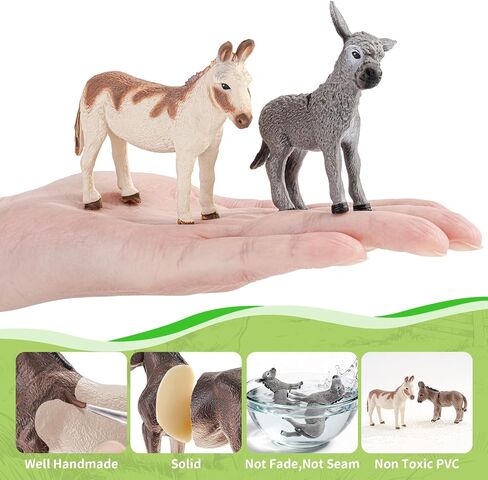 Totsmlie 6PCS Farm Animal Donkey Family Toy Figurines, Solid Farm Animals Toys for Kids 3 4 5 6+, Educational Toy for Boys Girls, Suitable for Cake Decoration Kids Birthday Gifts Party Favors in Saudi Arabia