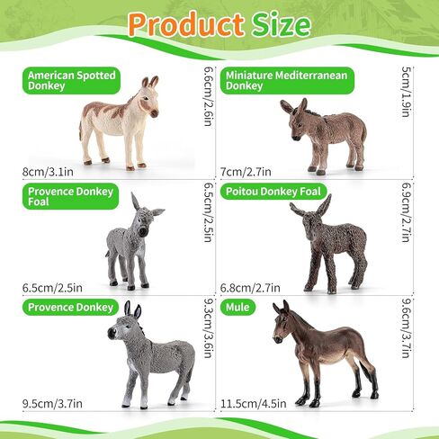 Totsmlie 6PCS Farm Animal Donkey Family Toy Figurines, Solid Farm Animals Toys for Kids 3 4 5 6+, Educational Toy for Boys Girls, Suitable for Cake Decoration Kids Birthday Gifts Party Favors in Saudi Arabia