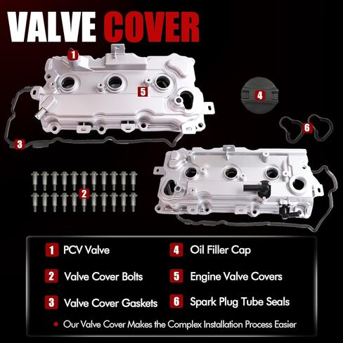 MITZONE Aluminum Valve Cover Set Left and Right Compatible with Infiniti JX35 QX60 for Nissan Pathfinder Altima Murano 3.5L V6 2007-2015 White 13264JN01A 13264JN11B in Kuwait