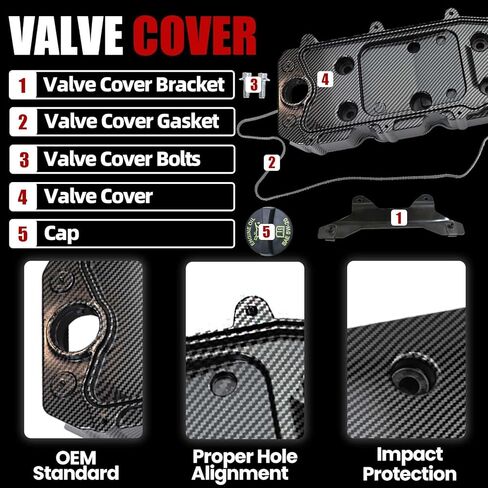 MITZONE Aluminum Engine Valve Cover With Gasket Bolts & PCV Valve and Cap With Stent Compatible with 2007-2023 Dodge Ram 2500 3500 Diesel 6.7L 68445548AA in Kuwait