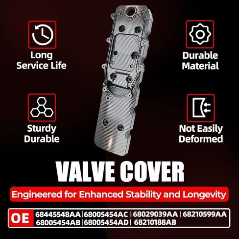 MITZONE Aluminum Engine Valve Cover With Gasket Bolts & PCV Valve and Cap With Stent Compatible with 2007-2023 Dodge Ram 2500 3500 Diesel 6.7L 68445548AA in Kuwait