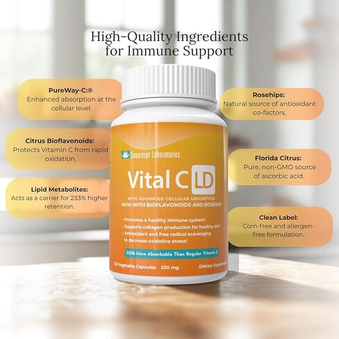 Vital C-LD - فيتامين C الشحمي المعزز - كبسولات 530 مجم - 120 كبسولة in Kuwait