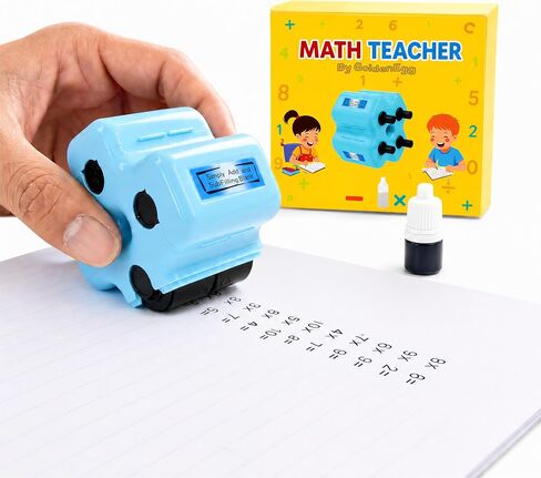 Math Teacher 4-in-1 Math Roller Stamp, Addition, Subtraction, Multiplication & Fill-in-The-Blank Practice Tool for Kids, Classroom & Home Use (Pink) in Saudi Arabia