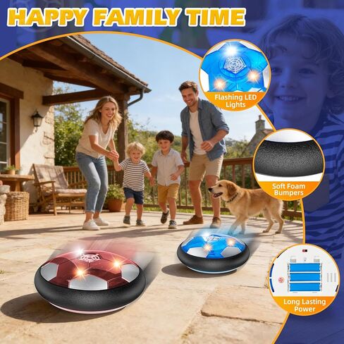 2Pcs LED Hover Soccer Ball Indoor Toys for 3-12 Year Old Boys Girls Christmas Birthday Gifts for 3 4 5 6 7 8 9 10 Years Old Kids Air Floating Soccer Toy Toddler Games Foam Bumper in Saudi Arabia