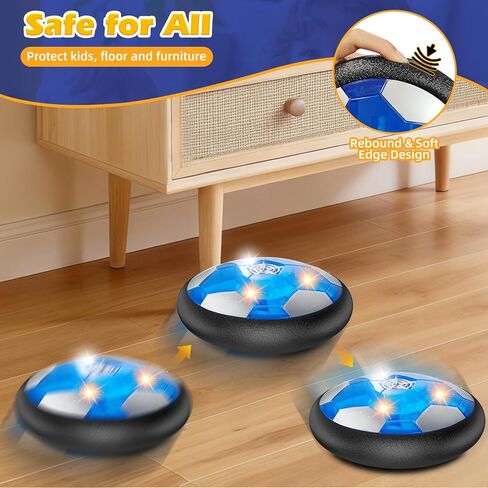 2Pcs LED Hover Soccer Ball Indoor Toys for 3-12 Year Old Boys Girls Christmas Birthday Gifts for 3 4 5 6 7 8 9 10 Years Old Kids Air Floating Soccer Toy Toddler Games Foam Bumper in Saudi Arabia
