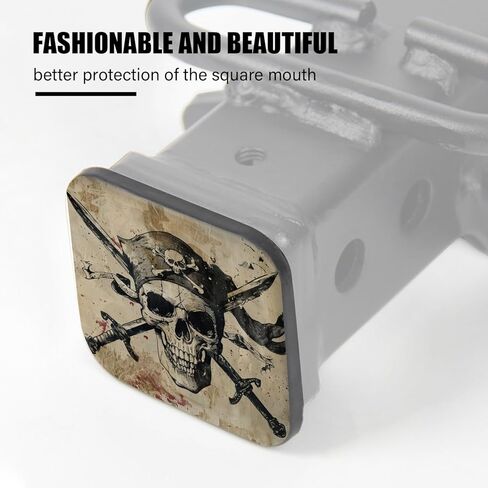 Hitch Cover Fits for 2-Inch Hitch,Pirate Flag with Crossed Sabers and Skull Rubber Trailer Hitch Cover Tube Plug Insert,Car Exterior Accessories, Receiver Tube Hitch Plug in Kuwait