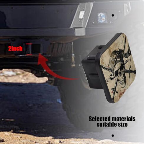 Hitch Cover Fits for 2-Inch Hitch,Pirate Flag with Crossed Sabers and Skull Rubber Trailer Hitch Cover Tube Plug Insert,Car Exterior Accessories, Receiver Tube Hitch Plug in Kuwait