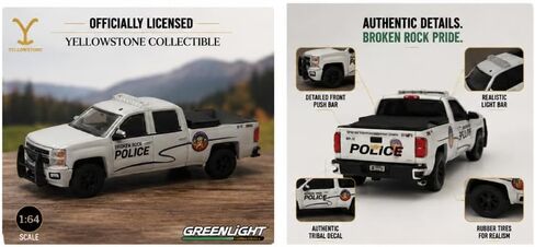 Greenlight Hollywood 1:64 2014 Chevy Silverado Yellowstone Broken Rock Police Toylandbay Exclusive Adult Collectible 51671 in Kuwait