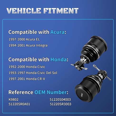Set of 2 Front Lower Suspension Ball Joint K9802 Compatible with Honda Civic 1992-2000, CRV 1997 1998 1999 2000 2001, Civic del Sol 1993-1997, Acura EL 1997-2000, Integra 1994-2001 in Kuwait