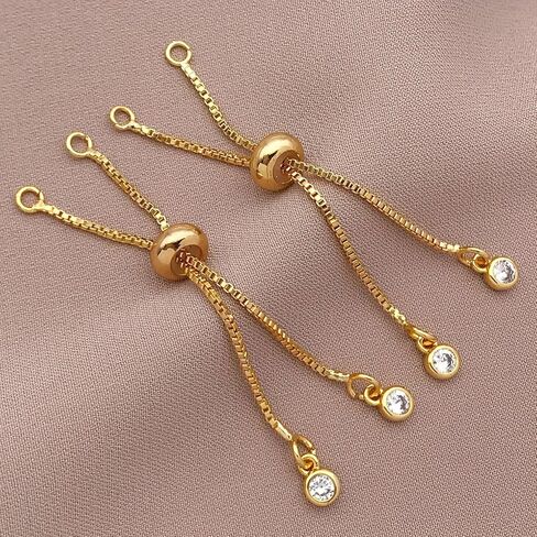 2-Piece Adjustable Bracelet Extender Set - Sliding Clasp Tassel Extenders for Bracelets, Necklaces & Anklets, Gold/Silver Availabl (White) in Kuwait