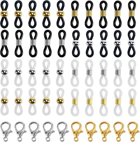 400 Pieces Eyeglass Chain Ends, Adjustable Rubber Connectors for Glasses Chain, Glasses Chain Rubber Loops for Eyeglass Sunglasses Necklace Chain (Colorful) in Kuwait