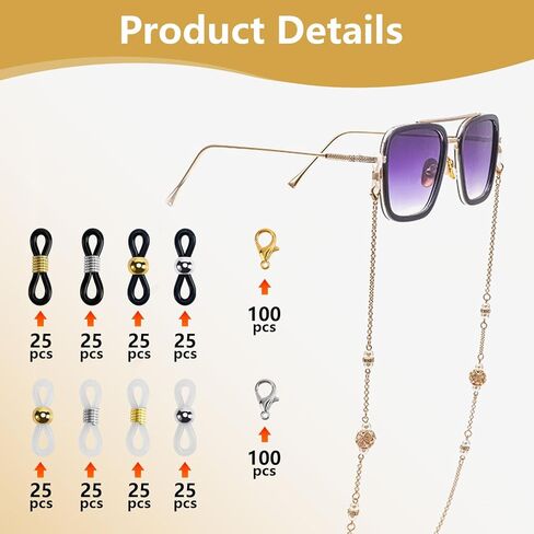 400 Pieces Eyeglass Chain Ends, Adjustable Rubber Connectors for Glasses Chain, Glasses Chain Rubber Loops for Eyeglass Sunglasses Necklace Chain (Colorful) in Kuwait