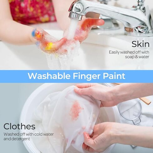 Nicpro 12 Colors Washable Finger Paint Set for Toddlers (2 oz), Non-Toxic & Baby Safe Paint for Hand and Feet, Mess Free Finger Painting Art Supplies for Kids Age 1-3 4 5 6+, Preschool Learning Gifts in Kuwait