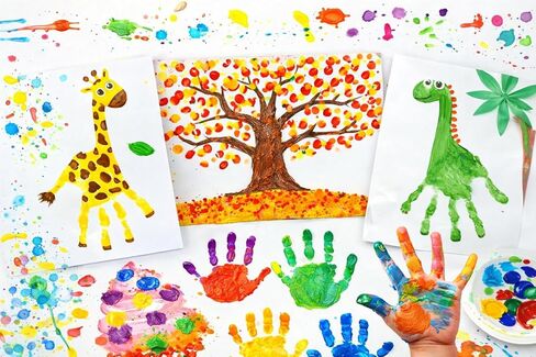 Nicpro 12 Colors Washable Finger Paint Set for Toddlers (2 oz), Non-Toxic & Baby Safe Paint for Hand and Feet, Mess Free Finger Painting Art Supplies for Kids Age 1-3 4 5 6+, Preschool Learning Gifts in Kuwait