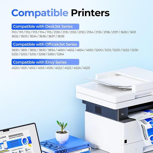 خراطيش حبر 63XL باللون الأسود واللون متوافقة مع HP Ink 63، عالية الإنتاجية لحزمة HP 63XL Ink Cartridge Combo Pack Work for OfficeJet 3830 4650 5255 5258 Envy 4520 4512 DeskJet 3630 1112 (1 أسود، 1 لون) in Kuwait