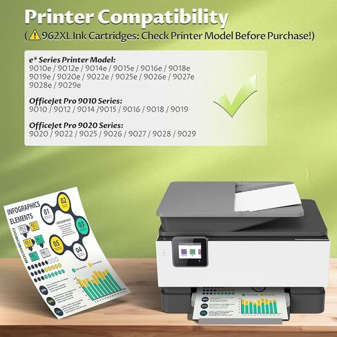 962 962XL Ink Cartridges for HP Printers 9015e 9025e 9018e 9010(4Pack) Replacement for HP 962XL Ink Cartridges Combo Pack for OfficeJet Pro 9012e 9020e 9015 9025 Printers(Black, Cyan, Magenta, Yellow) in Saudi Arabia
