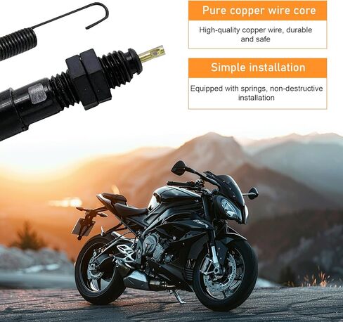 Motorcycle Rear Brake Light Switch, 2 Wire Rear Brake Stop Light Switch with Spring, Compatible with Kawasaki, Suzuki, Yamaha Quad Bikes ATVs Scooters (Black) in Kuwait