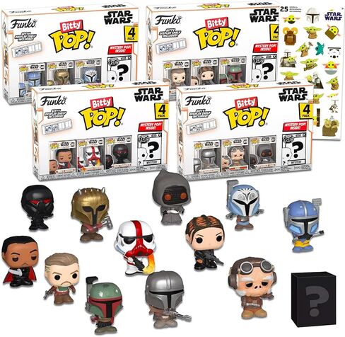 مجموعة من 4 قطع من Star Wars Funko Bitty Pop - حزمة مع شخصيات Mini Funko Pop من The Mandalorian وBo-Katan وMoff Gideon والمزيد من الملصقات | مجموعة شخصيات صغيرة من ستار وورز ماندالوريان قابلة للتجميع in Kuwait