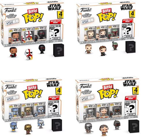 مجموعة من 4 قطع من Star Wars Funko Bitty Pop - حزمة مع شخصيات Mini Funko Pop من The Mandalorian وBo-Katan وMoff Gideon والمزيد من الملصقات | مجموعة شخصيات صغيرة من ستار وورز ماندالوريان قابلة للتجميع in Kuwait