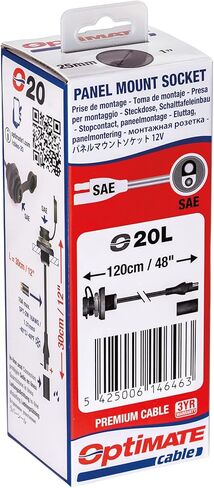 Tecmate Optimate Cable O-20L, Weatherproof SAE Socket, Front Panel Mount, Black in Saudi Arabia