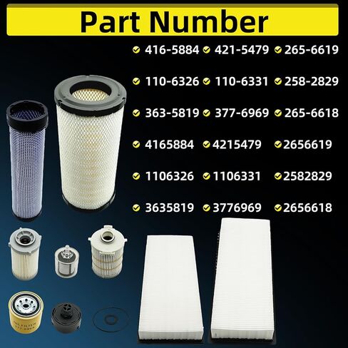 377-6969 طقم فلتر صيانة 1000 ساعة 421-5479 258-2829 416-5884 110-6326 110-6331 فلتر وقود زيت الهواء لـ CAT 259D 242D 236D 277D 299D2 246D 257D 262D 272D 279 د 287 د 289 د 297 د 272 د2 in Kuwait