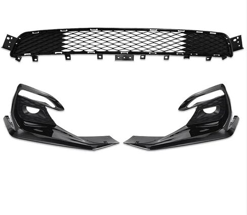 Front Bumper Upper&Lower Grille with Fog Light Covers Fit For 2018 2019 2020 2021 2022 Infiniti Q50 Sport,Black Grill Mesh,4-Piece Set Grille Covers Replace For IN1038113 in Saudi Arabia