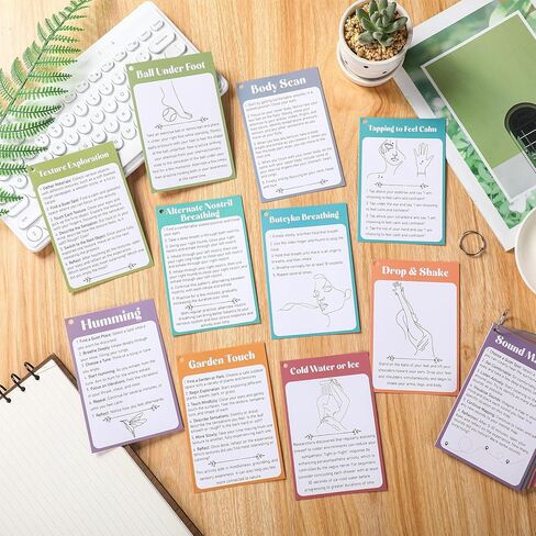 32 Pcs Somatic Therapy Exercise Cards 5.9 x 4 Inches Mindfulness Cards Coping Skills for Nervous System Regulation, Relieve Anxiety, Reconnect with Your Body, and Find Comfort in Kuwait