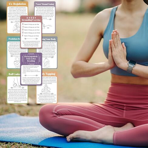 32 Pcs Somatic Therapy Exercise Cards 5.9 x 4 Inches Mindfulness Cards Coping Skills for Nervous System Regulation, Relieve Anxiety, Reconnect with Your Body, and Find Comfort in Kuwait