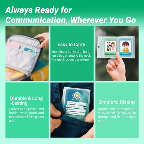 Communication Cards for Nonverbal Kids- 52 Flash Cards Lanyard for Special Needs Language Learning, Emotion & Routine Flashcards，Pictured Speech Therapy, Speech Delay Learning Materials in Saudi Arabia