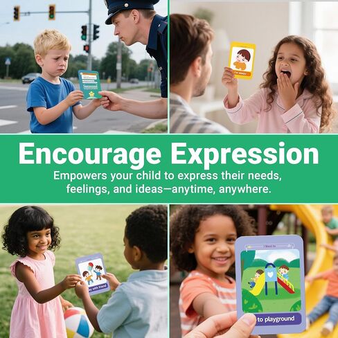 Communication Cards for Nonverbal Kids- 52 Flash Cards Lanyard for Special Needs Language Learning, Emotion & Routine Flashcards，Pictured Speech Therapy, Speech Delay Learning Materials in Saudi Arabia