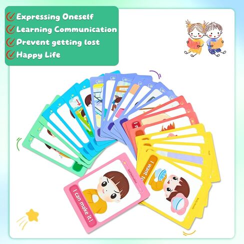 Communication Cards for Nonverbal Kids- 52 Flash Cards Lanyard for Special Needs Language Learning, Emotion & Routine Flashcards，Pictured Speech Therapy, Speech Delay Learning Materials in Saudi Arabia