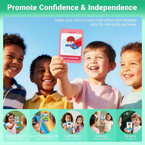 Communication Cards for Nonverbal Kids- 52 Flash Cards Lanyard for Special Needs Language Learning, Emotion & Routine Flashcards，Pictured Speech Therapy, Speech Delay Learning Materials in Saudi Arabia