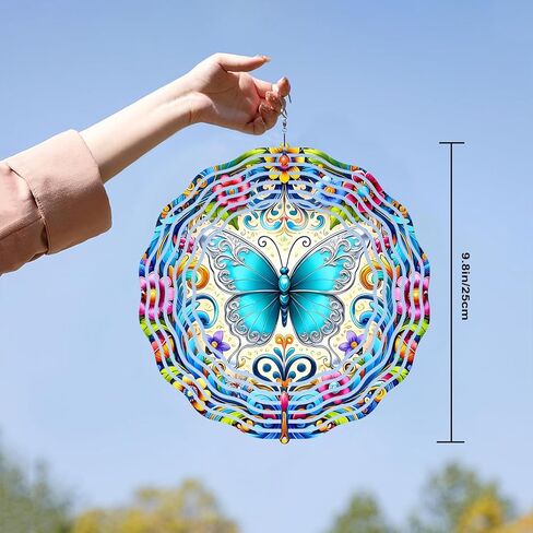 10 بوصة فراشة الرياح الدوار، 3D المعادن شنقا الرياح الحركية مقاومة للصدأ النحت هدية لحديقة ساحة الحديقة شرفة نافذة الشرفة الديكور في الهواء الطلق، المرأة أمي الأم اليوم in Kuwait